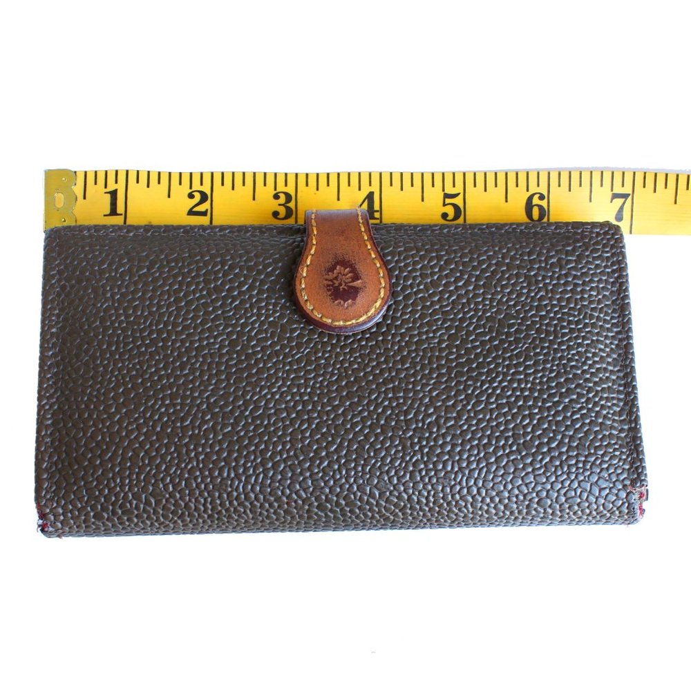 Mulberry Wallet Long Bifold Brown Caviar Leather Tan Leather Trim Vintage - Picture 3 of 10